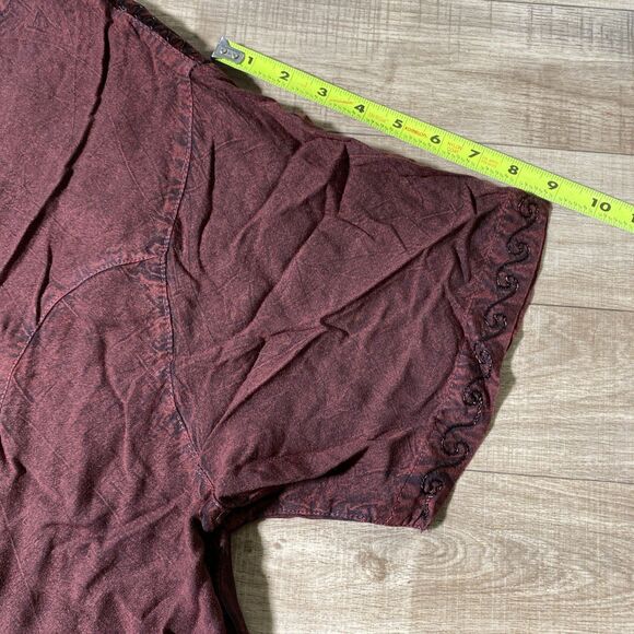 Braja Exclusives Womens 3L Red Black Artsy Embroidered Rayon Shirt Top - Picture 8 of 8